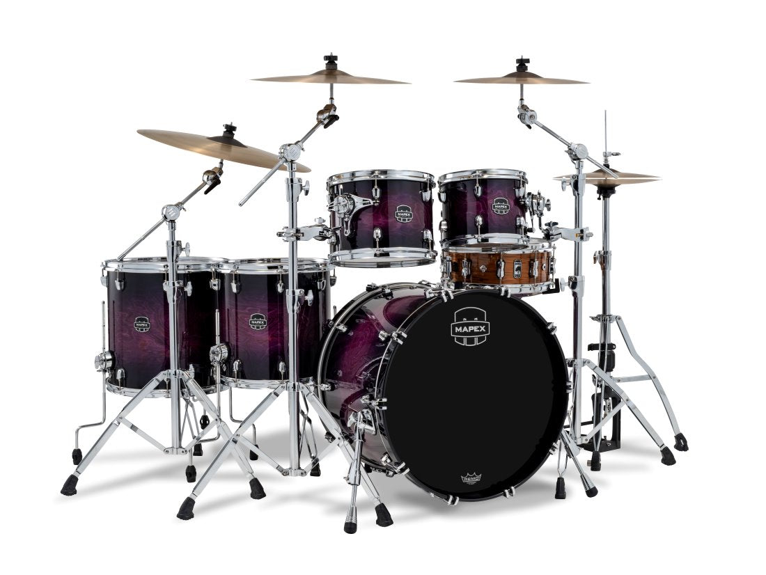~NEW~ Mapex SR628XUZXP Saturn VI Studioease 5-Piece 10/12/14/16/22 Drum Kit Set in Royal Purple Burst Gloss Lacquer